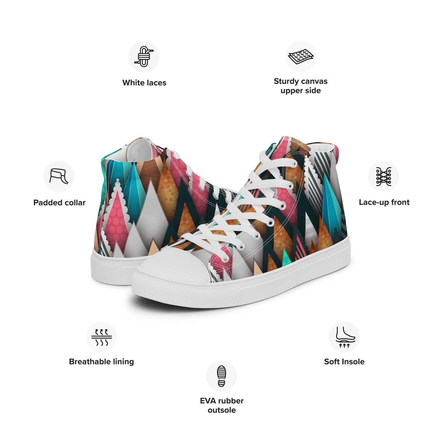 Colorful Pines - Women’s high top canvas shoes