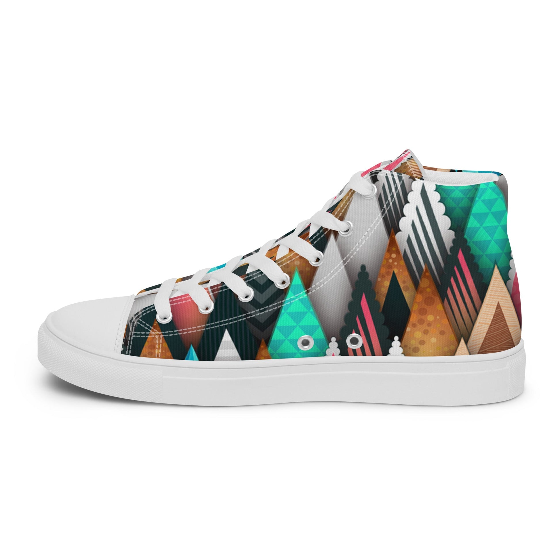 Colorful Pines - Women’s high top canvas shoes