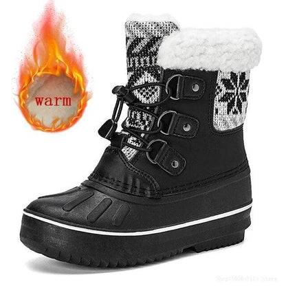 Cozy Knit-Inspired Kids' Outdoor Snow Boots