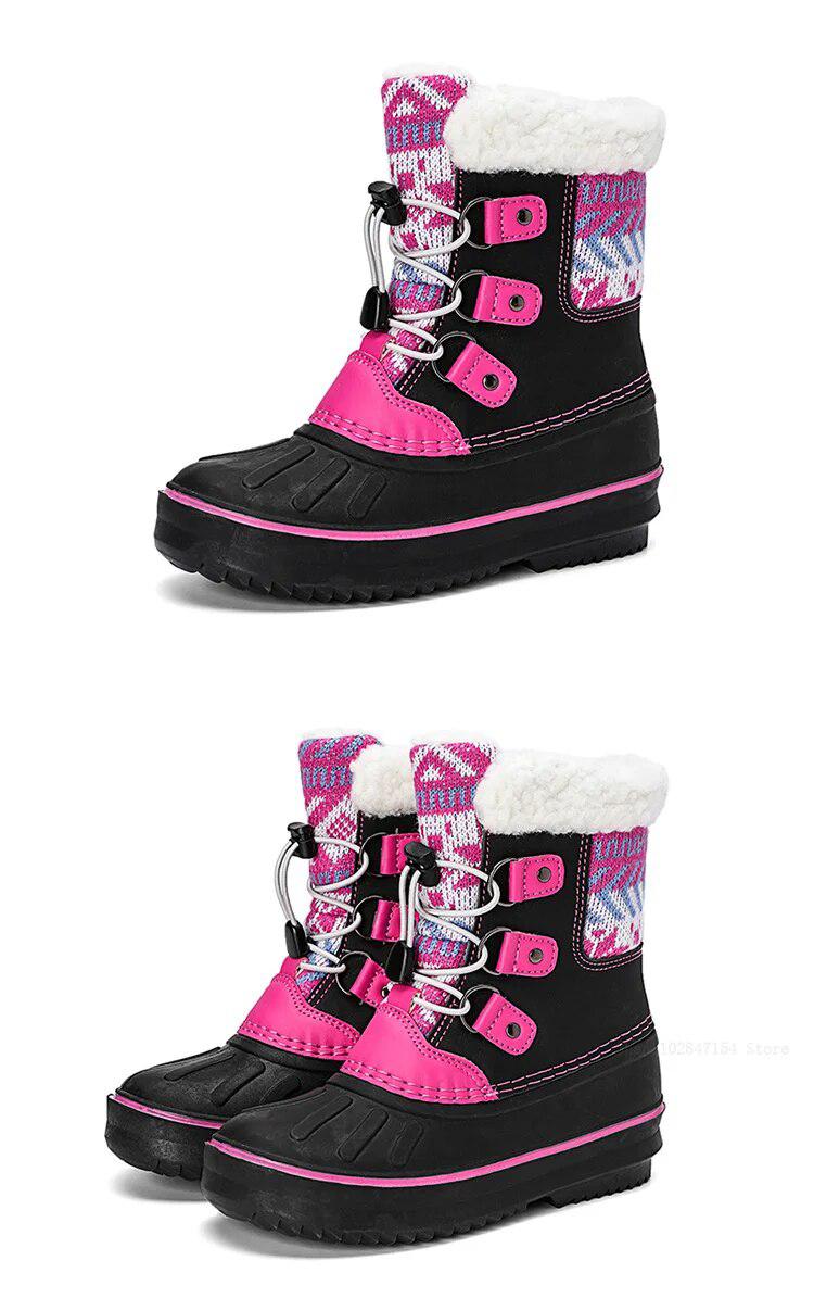 Cozy Knit-Inspired Kids' Outdoor Snow Boots