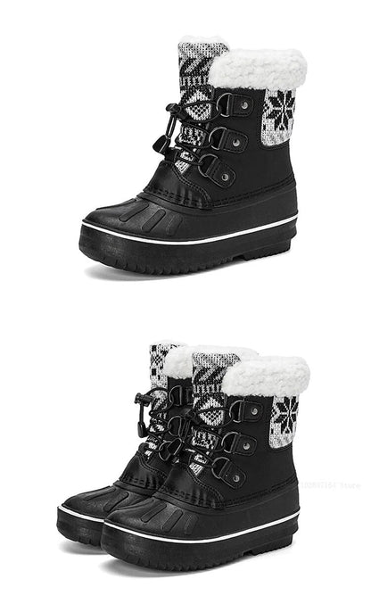 Cozy Knit-Inspired Kids' Outdoor Snow Boots