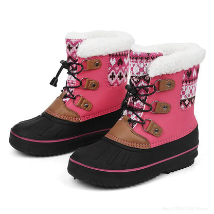 Cozy Knit-Inspired Kids' Outdoor Snow Boots