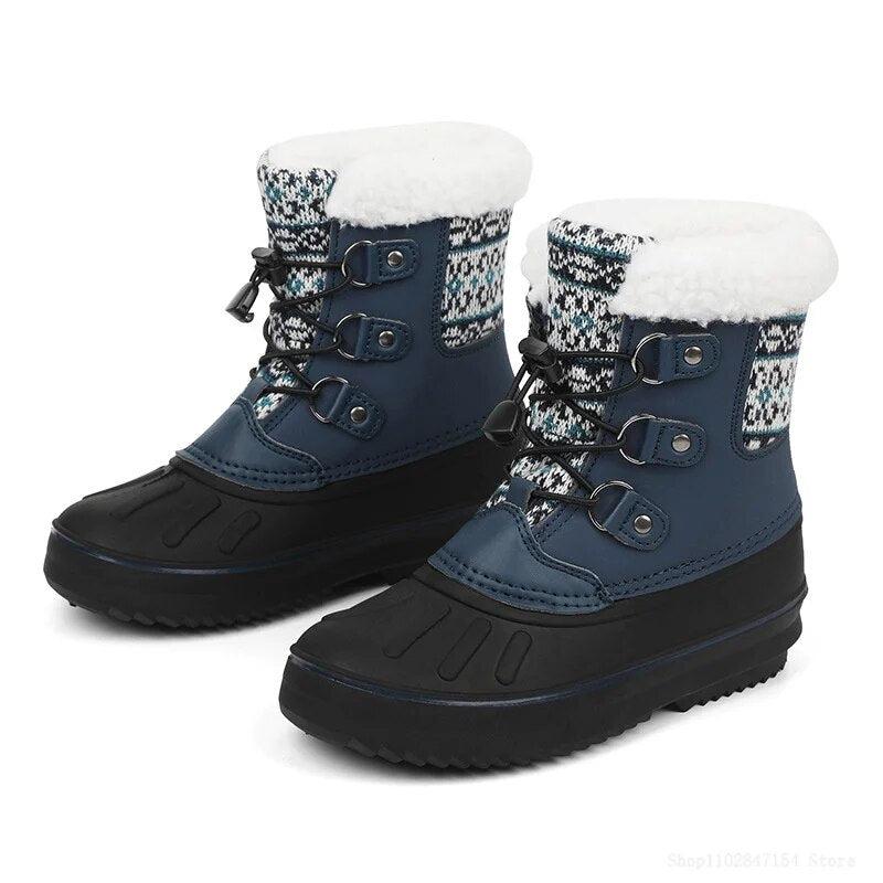 Cozy Knit-Inspired Kids' Outdoor Snow Boots