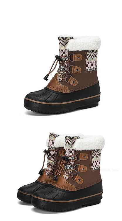 Cozy Knit-Inspired Kids' Outdoor Snow Boots