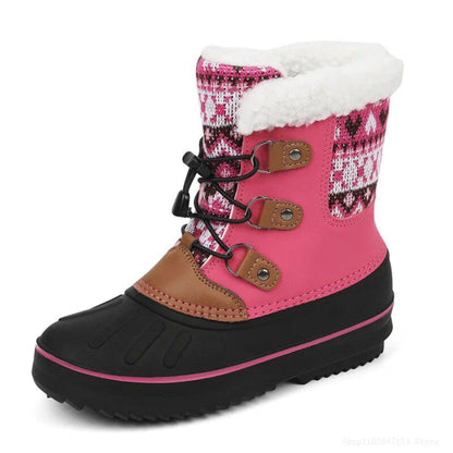 Cozy Knit-Inspired Kids' Outdoor Snow Boots