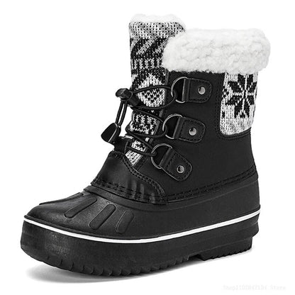 Cozy Knit-Inspired Kids' Outdoor Snow Boots