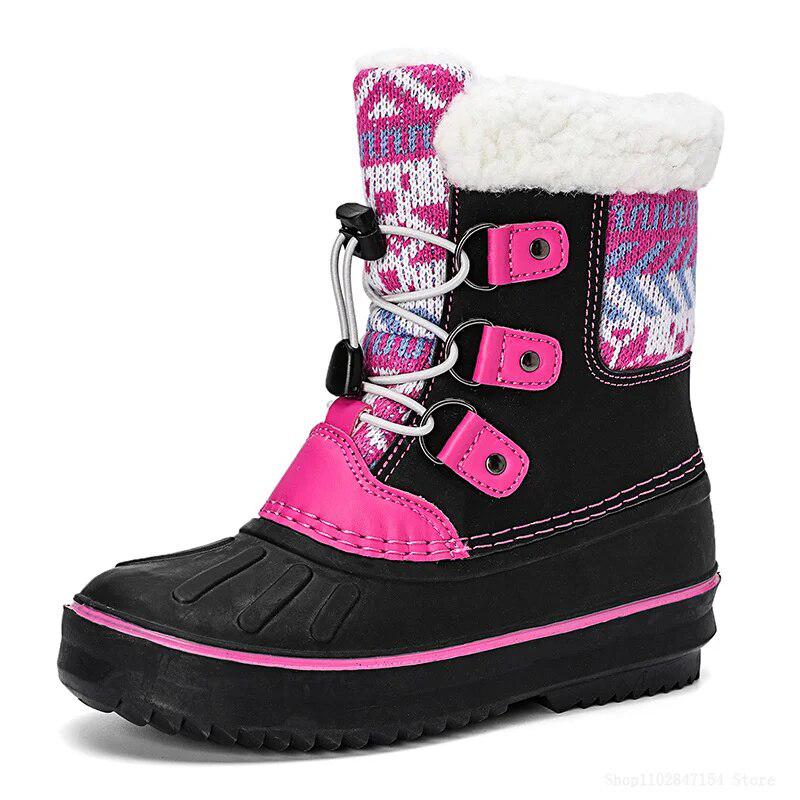 Cozy Knit-Inspired Kids' Outdoor Snow Boots