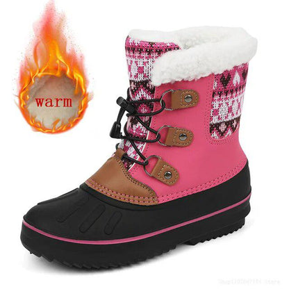 Cozy Knit-Inspired Kids' Outdoor Snow Boots