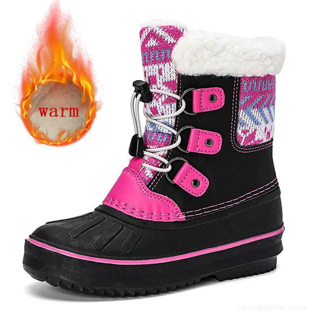 Cozy Knit-Inspired Kids' Outdoor Snow Boots