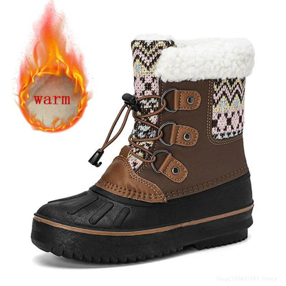 Cozy Knit-Inspired Kids' Outdoor Snow Boots