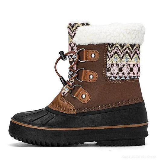 Cozy Knit-Inspired Kids' Outdoor Snow Boots