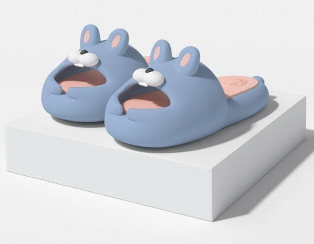 Crazy eyes rabbit unisex sliders