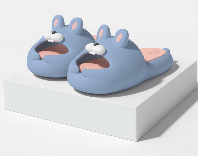 Crazy eyes rabbit unisex sliders