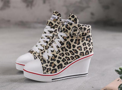 Denim Wedge - Women High Top Canvas Shoes