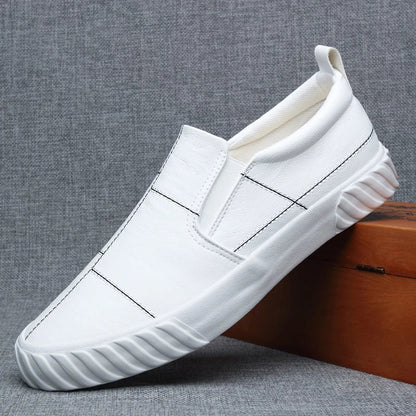 Elegant White & Black men's slip-on Faux Leather shoes