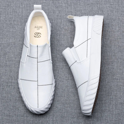 Elegant White & Black men's slip-on Faux Leather shoes