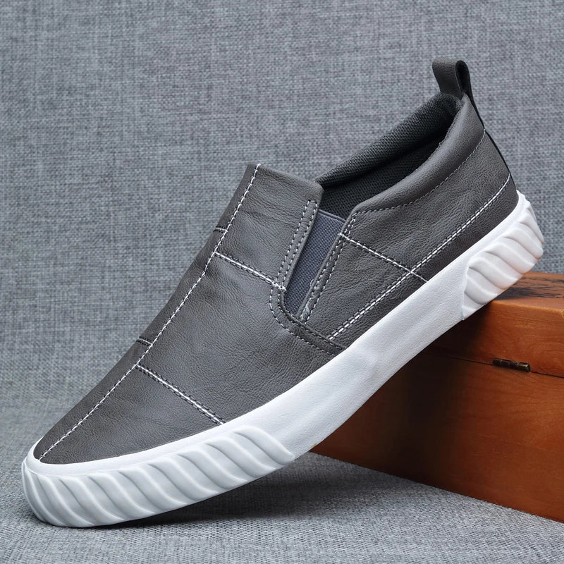 Elegant White & Black men's slip-on Faux Leather shoes