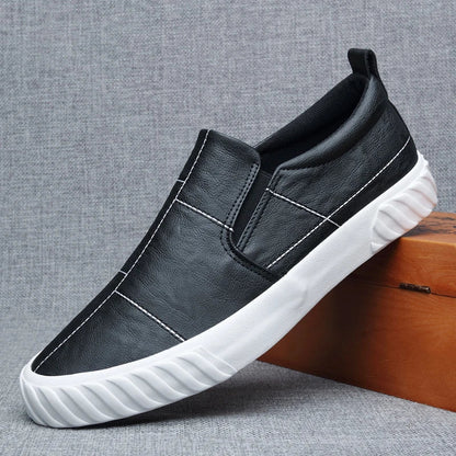 Elegant White & Black men's slip-on Faux Leather shoes