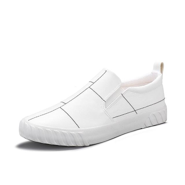 Elegant White & Black men's slip-on Faux Leather shoes