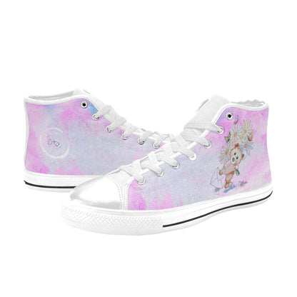 Flower Bear -Kid's High Top Canvas Shoes