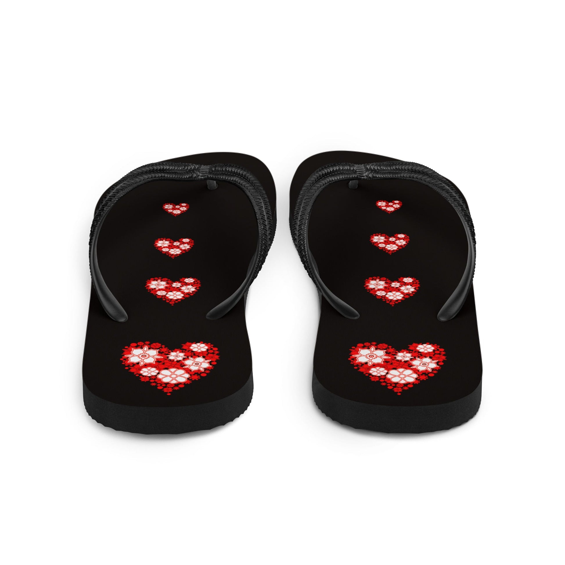 Flower Hearts Design Flip-flops