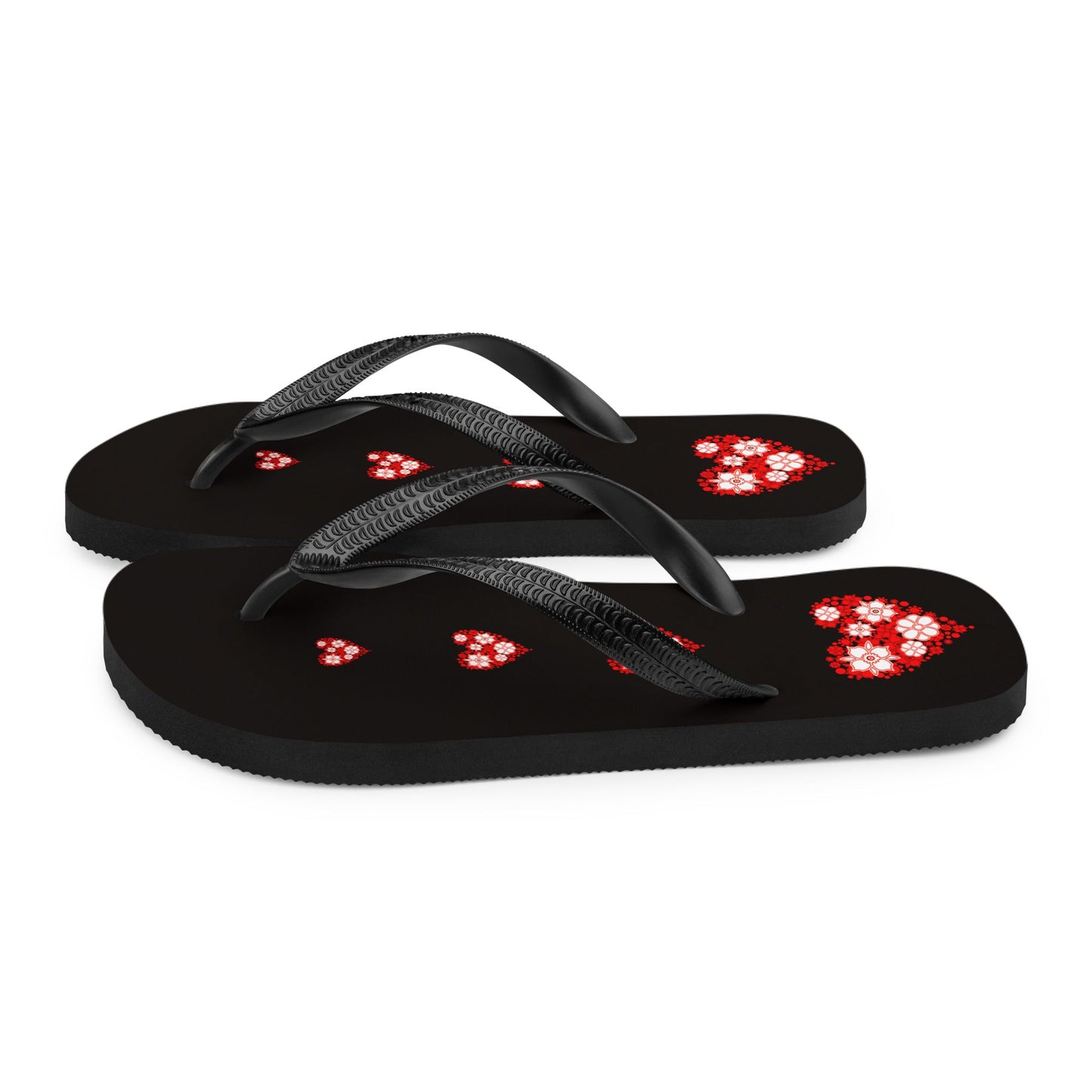 Flower Hearts Design Flip-flops