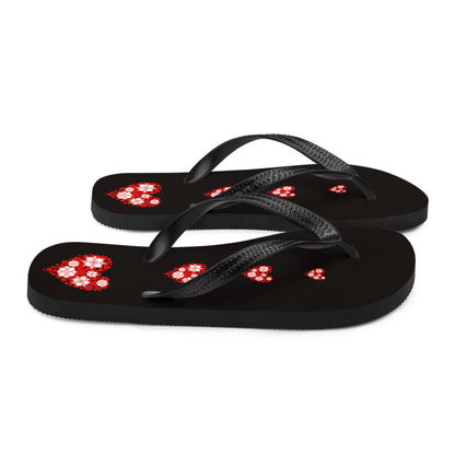 Flower Hearts Design Flip-flops