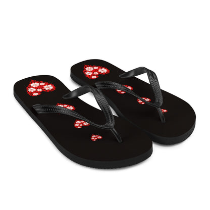 Flower Hearts Design Flip-flops