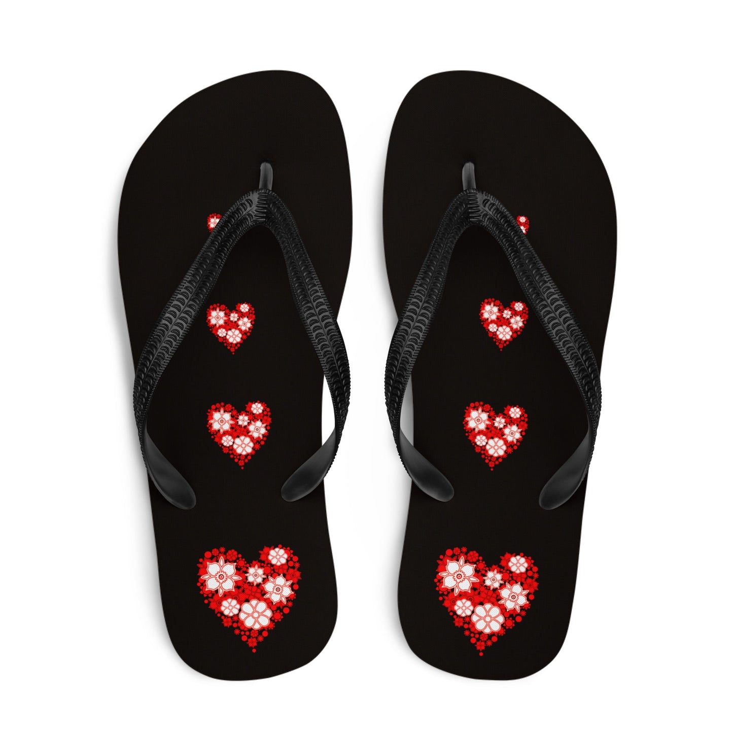 Flower Hearts Design Flip-flops