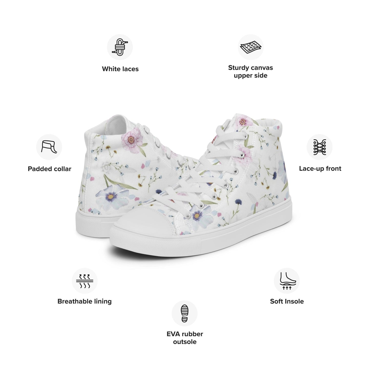 Flowery - Women’s high top canvas shoes