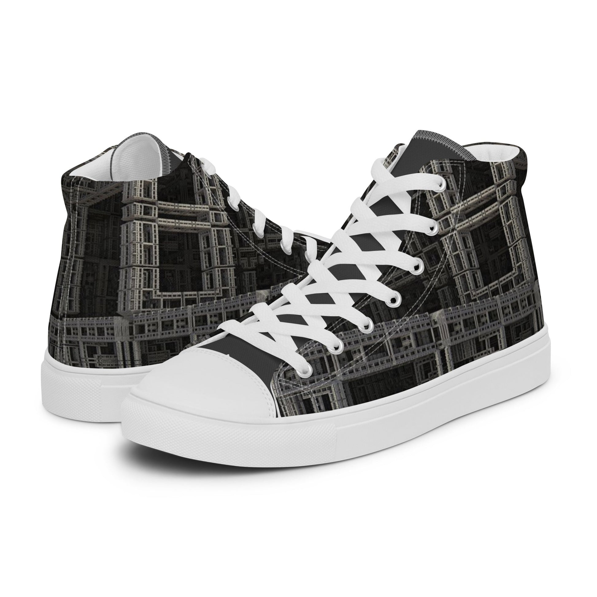 Fractal Build high top canvas shoes- Unisex