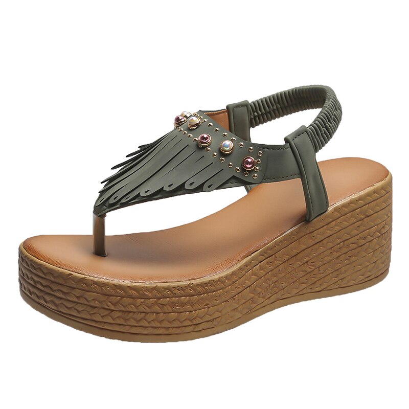 Fringe Wedges - Women's flip flops