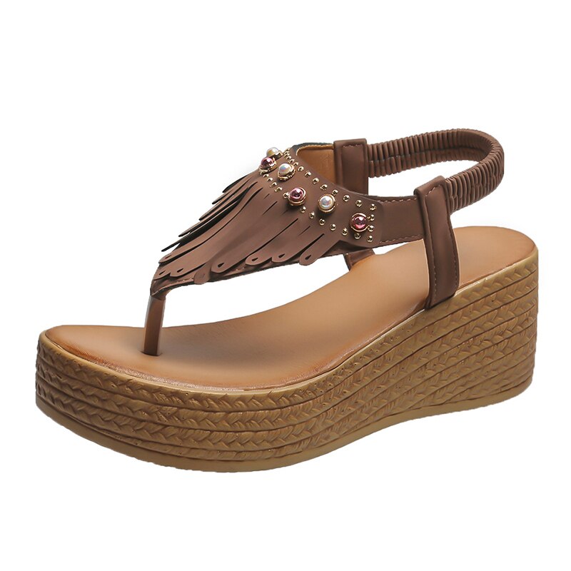 Fringe Wedges - Women's flip flops