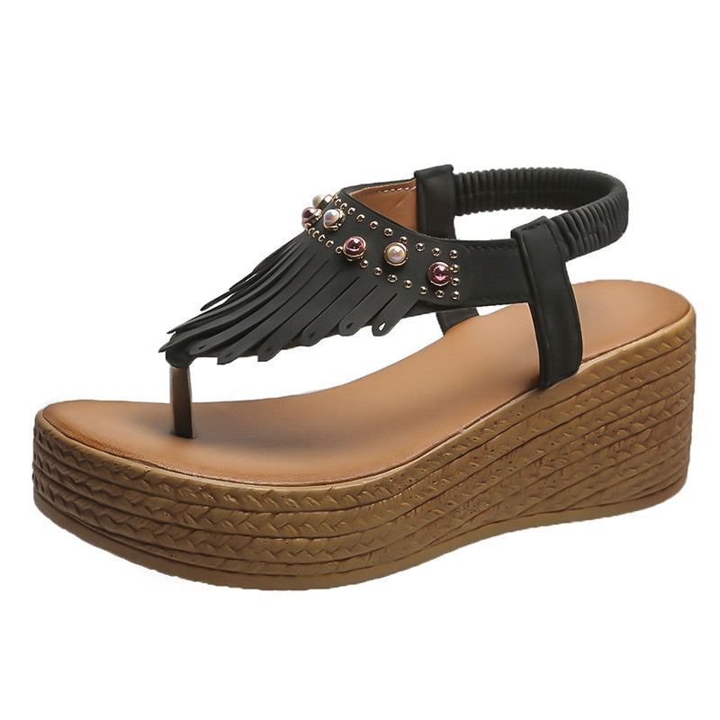 Fringe Wedges - Women's flip flops