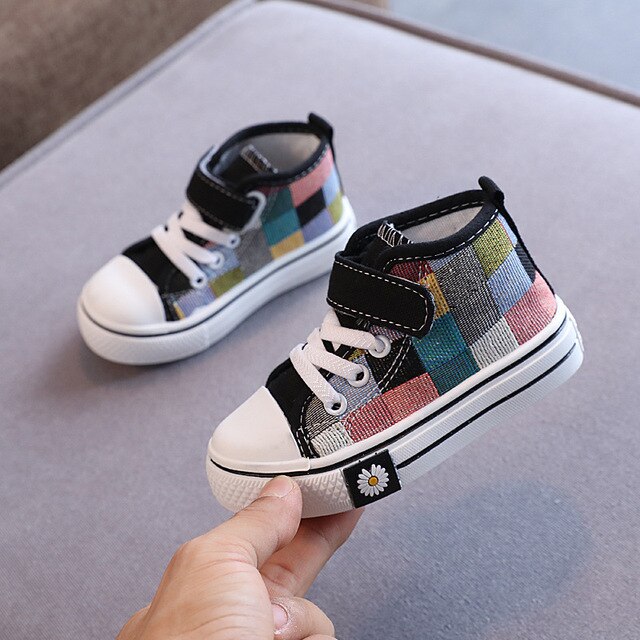 Funky Squares High Top Canvas Shoes