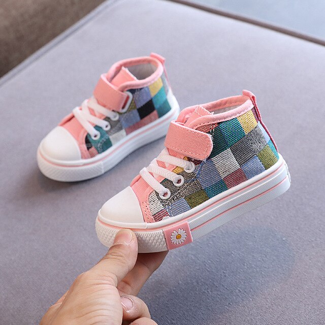 Funky Squares High Top Canvas Shoes