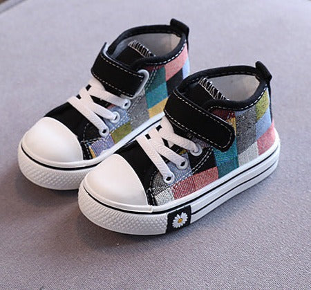 Funky Squares High Top Canvas Shoes