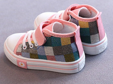 Funky Squares High Top Canvas Shoes