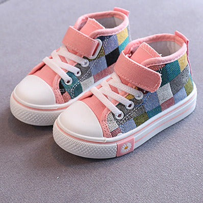 Funky Squares High Top Canvas Shoes