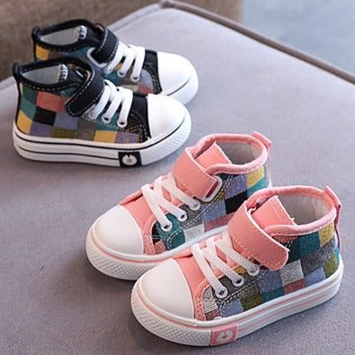 Funky Squares High Top Canvas Shoes