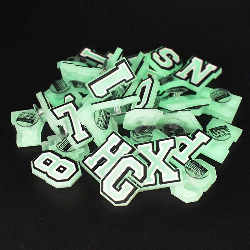 Glow in the dark Varsity Font Letters - Charms for clogs & Bags