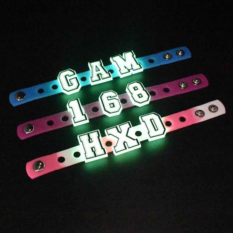 Glow in the dark Varsity Font Letters - Charms for clogs & Bags