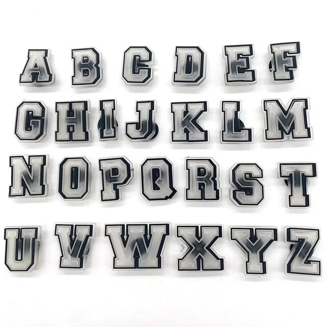 Glow in the dark Varsity Font Letters - Charms for clogs & Bags