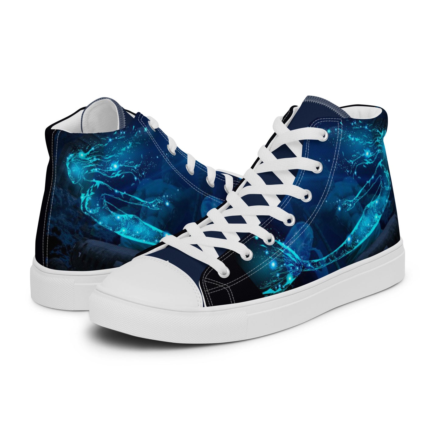 Glowing Mermaid high top canvas shoes