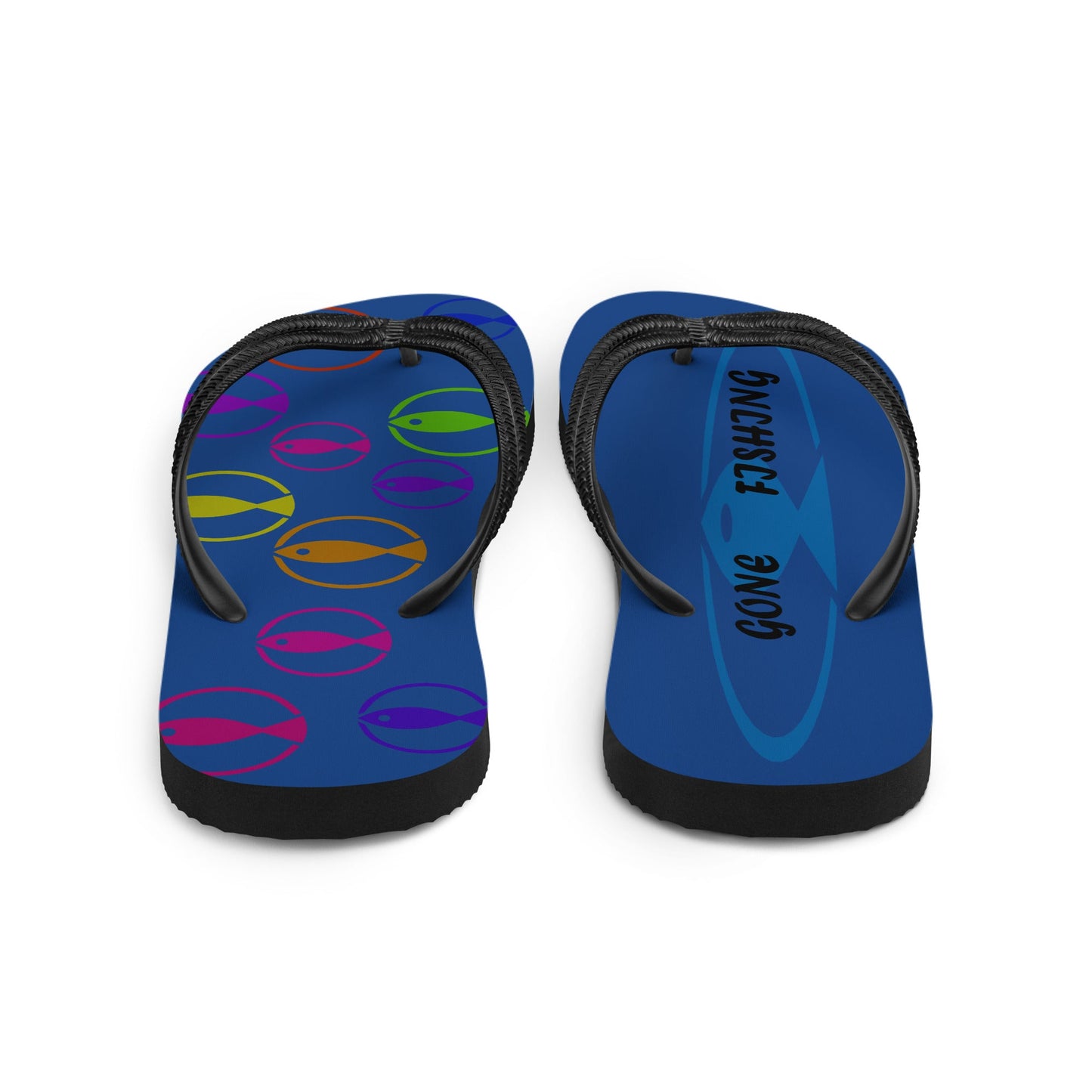 Gone Fishing Unisex flip flops design