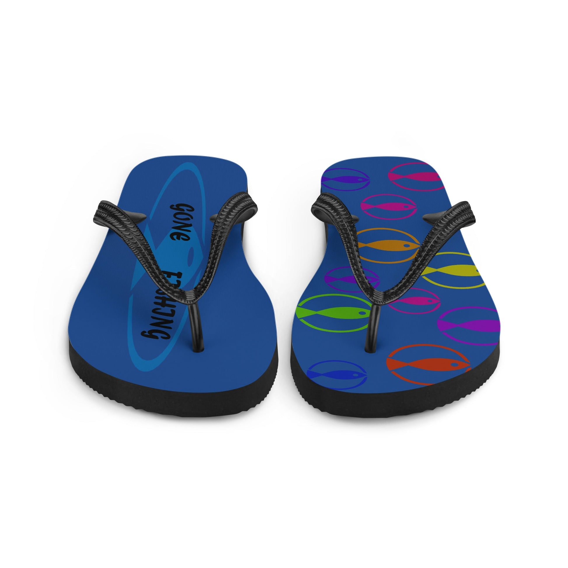 Gone Fishing Unisex flip flops design