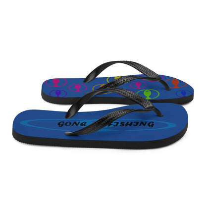 Gone Fishing Unisex flip flops design