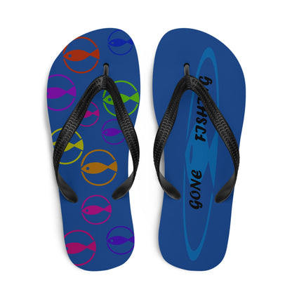 Gone Fishing Unisex flip flops design