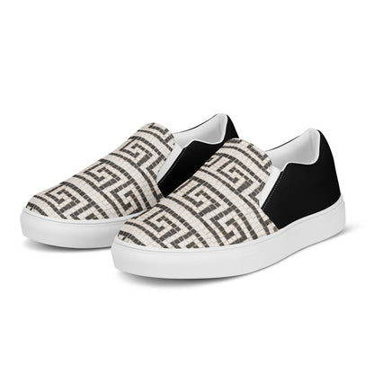 Grecian Tiles - Men’s slip-on canvas shoes