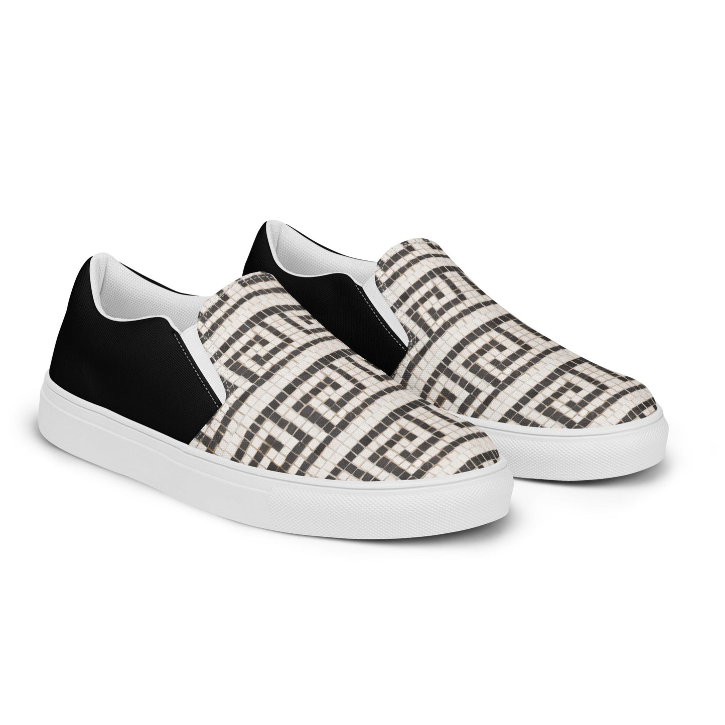 Grecian Tiles - Men’s slip-on canvas shoes